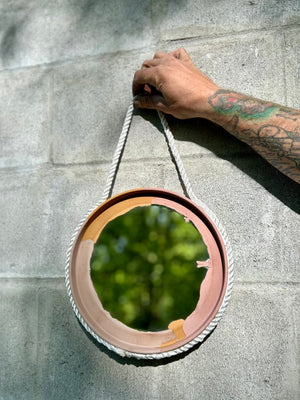 10” mirror in light pink, medium pink, and orange