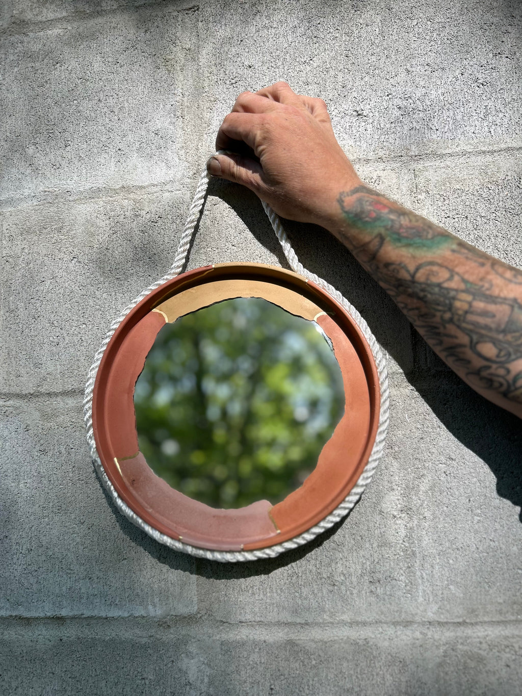 10” mirror pink, terracotta, and light orange