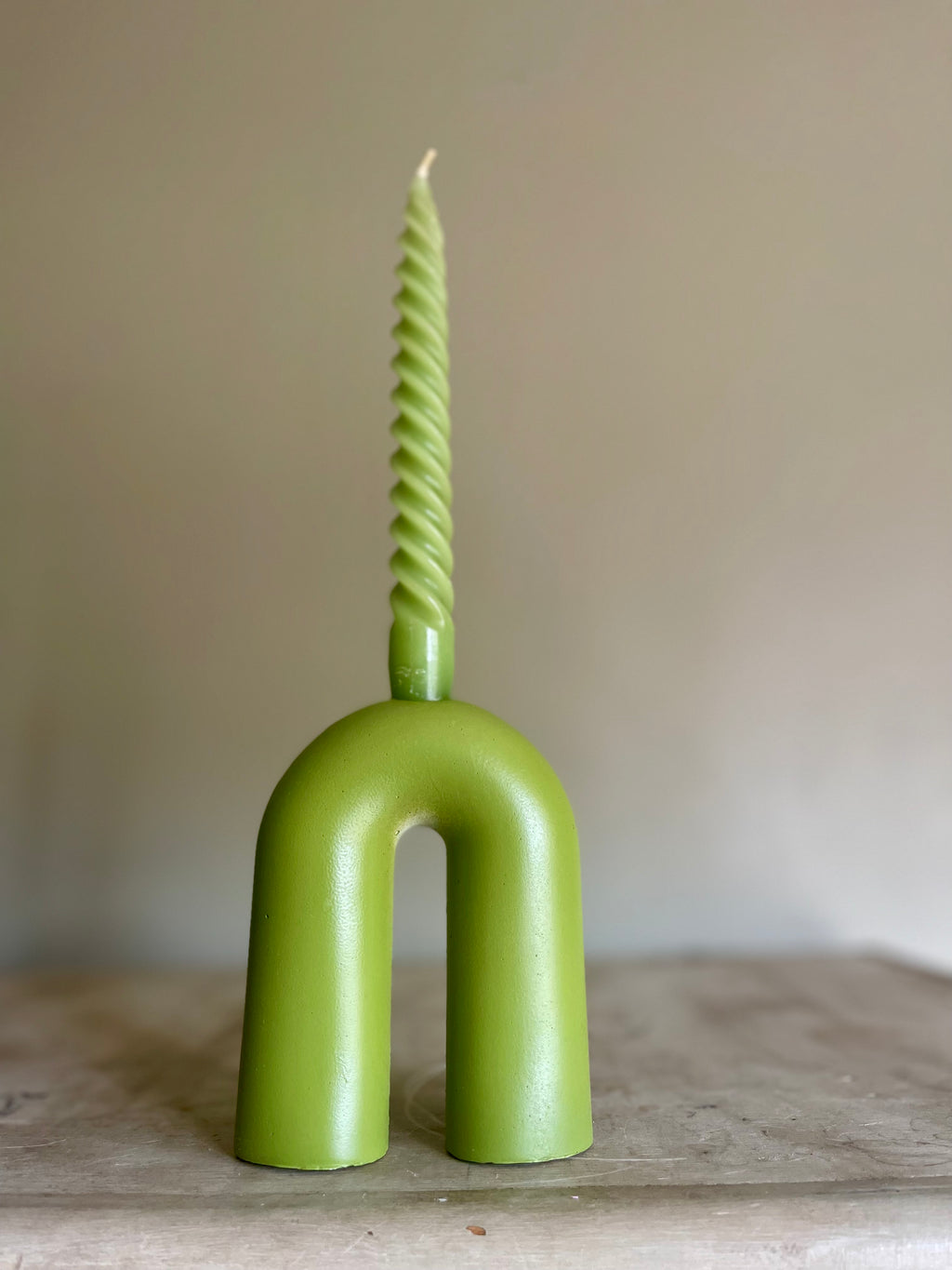 Avocado Green Arch Candle Stick Holder