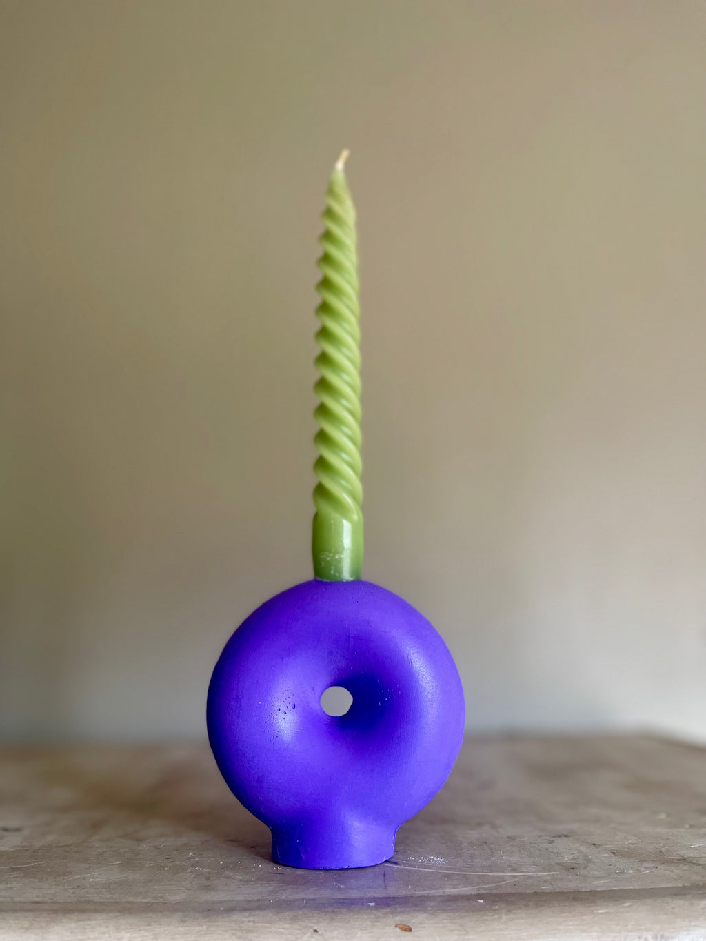 Purple Round Candle Stick Holder
