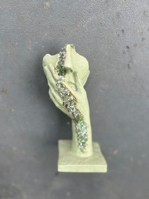 Green Half Face Mask with multi color Glass and stones