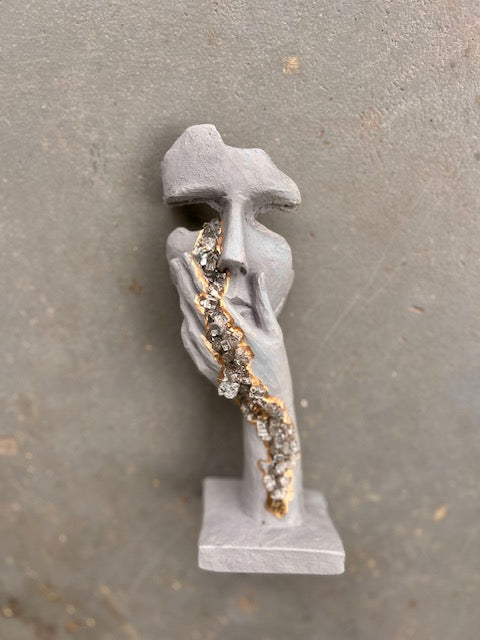 Grey Face Mask with White Glass