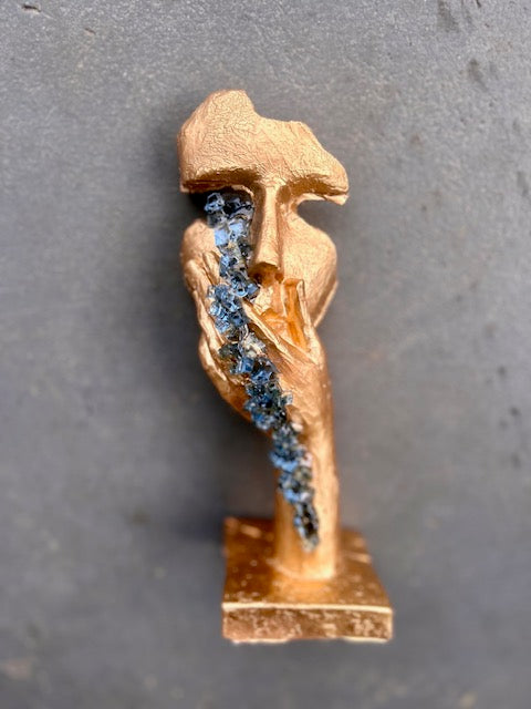 Gold Full Face Mask with Blue Glass