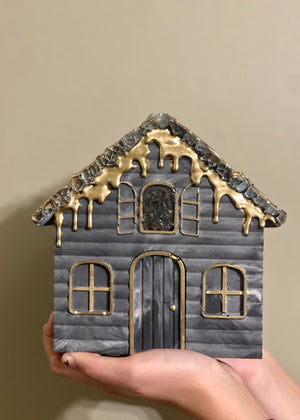 QCC black and white marble Gingerbread House 2023 Edition