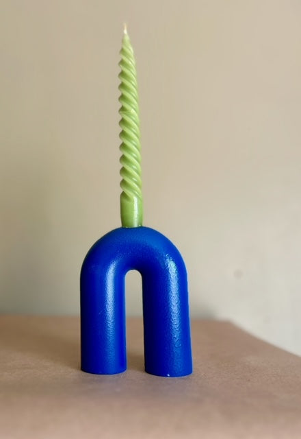 cobalt blue arch candle stick holder
