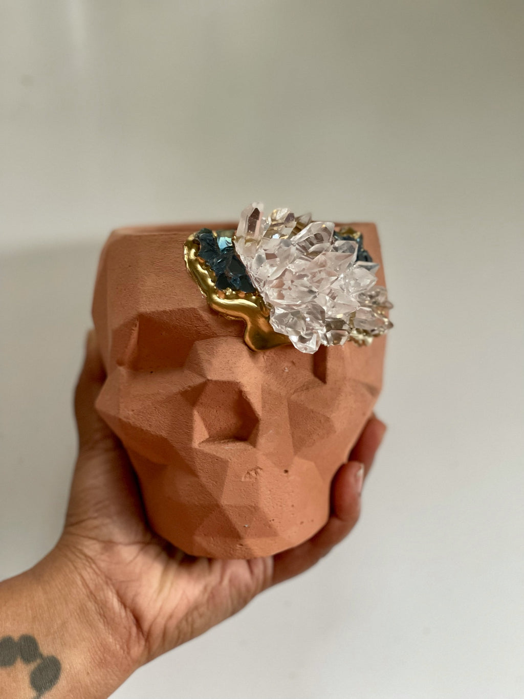 Terracotta Victor Skull Geode Planter