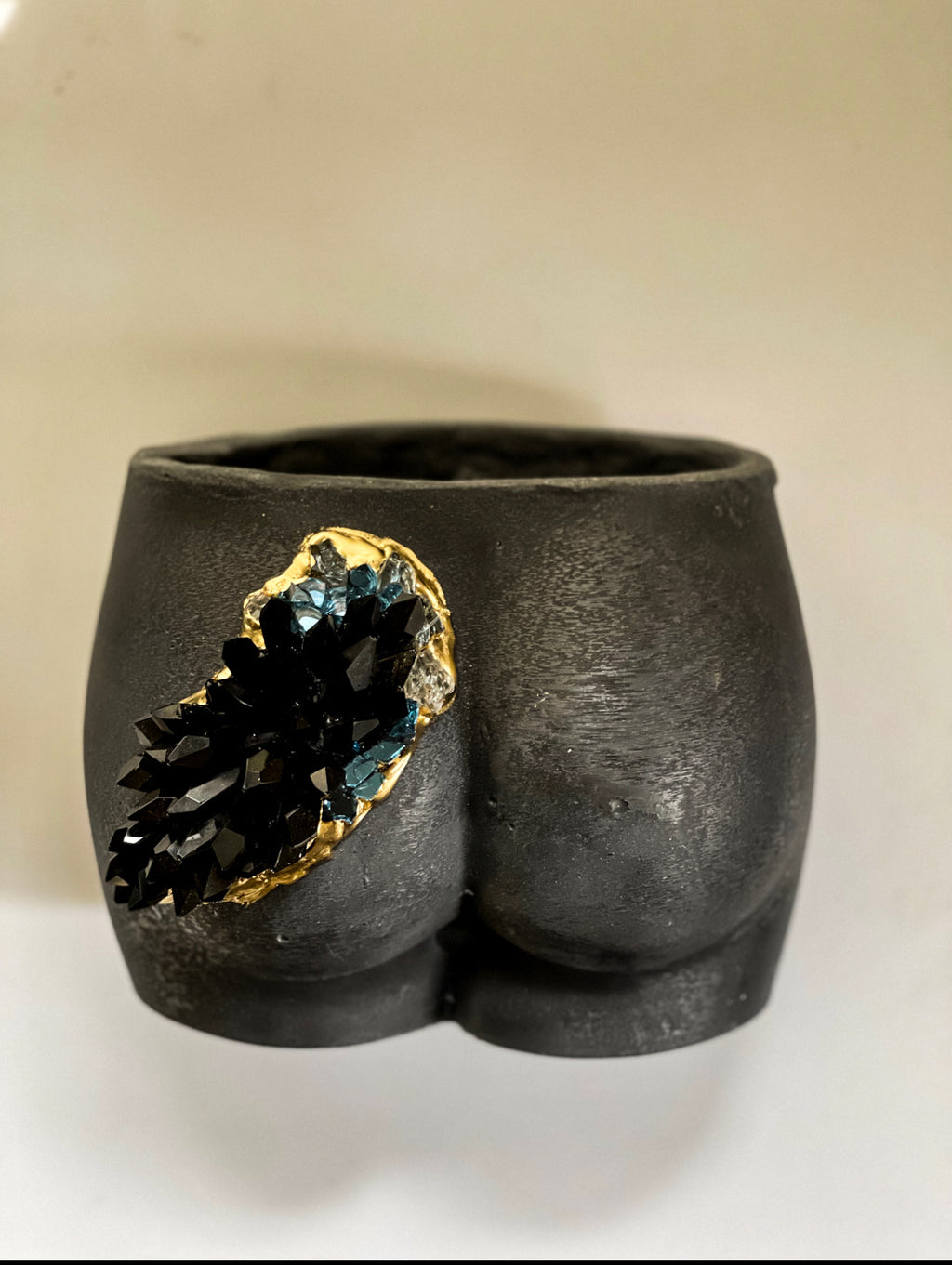 Charcoal Gray Large Booty Geode Planter