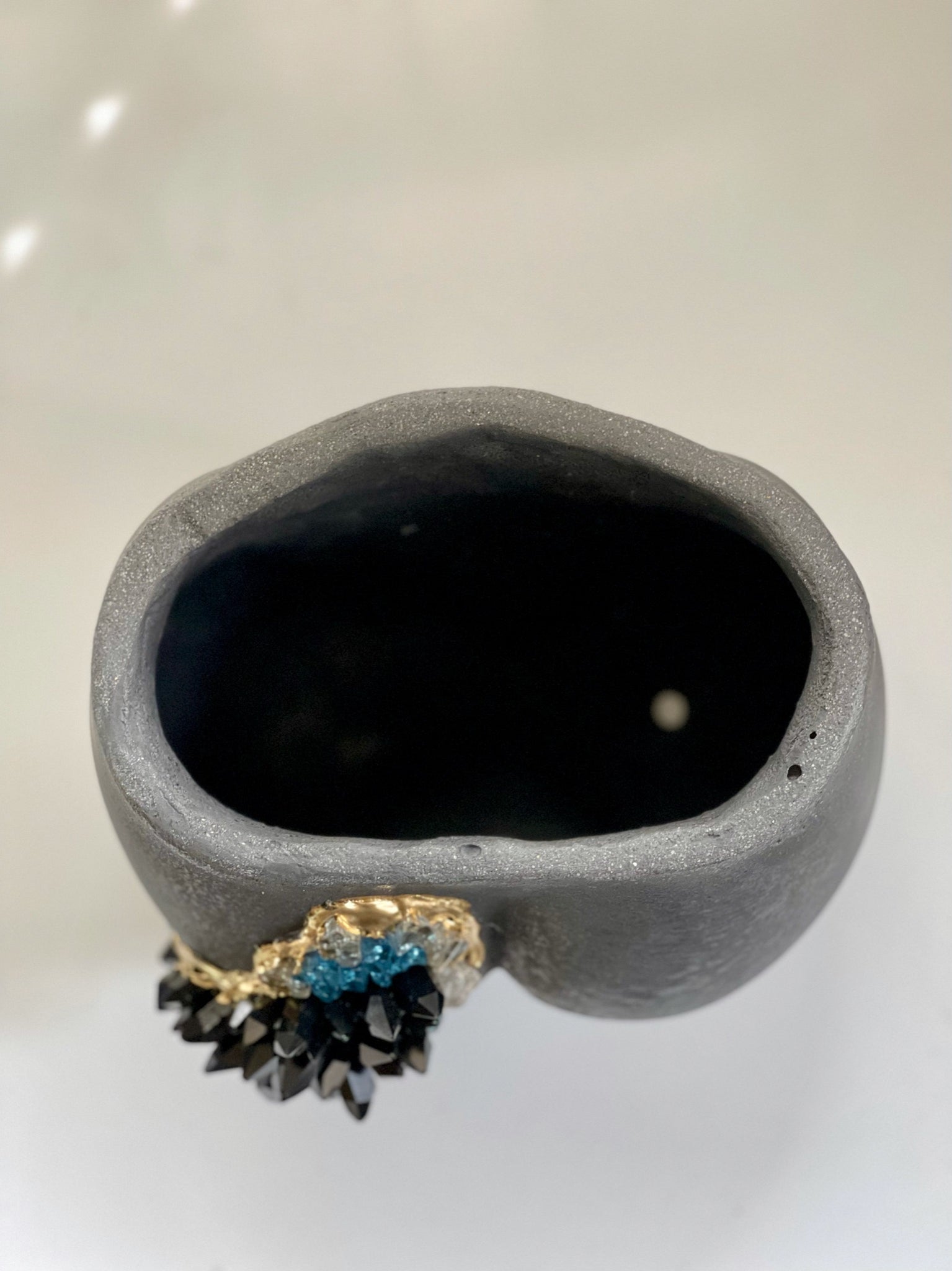 Charcoal Gray Large Booty Geode Planter