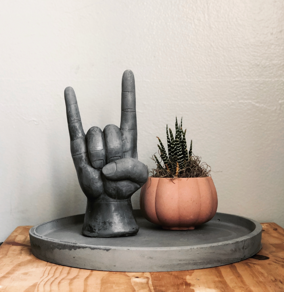 Rock On Concrete Hand Sculpture
