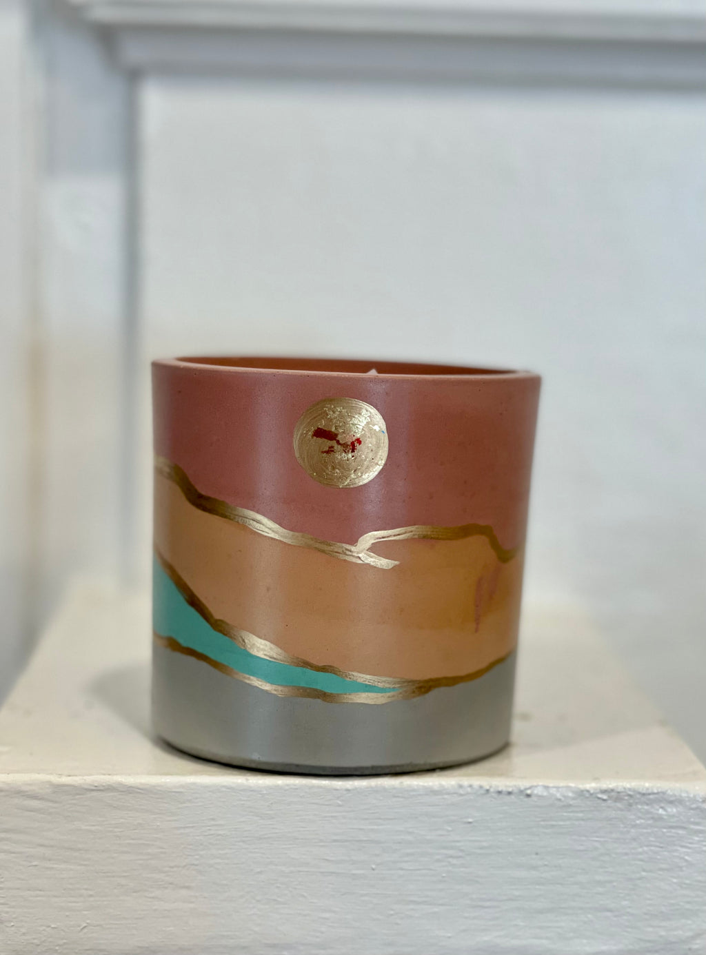 Karen- pink, tangerine, blue, and grey